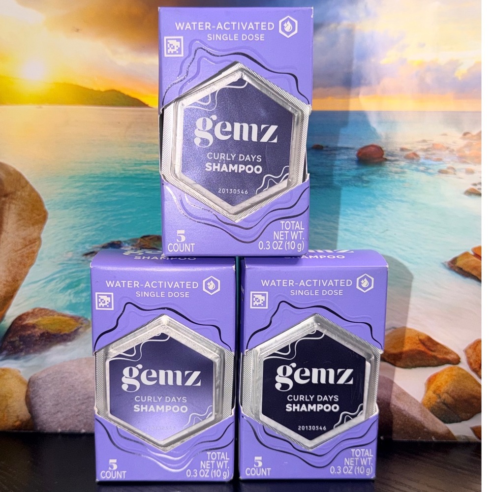 Gemz Curly Days Shampoo Water-Activated Single Dose 3 Boxes 15 Count